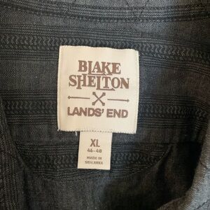 Blake Shelton Lands' End Black Striped 100%Cotton Button-Up Shirt